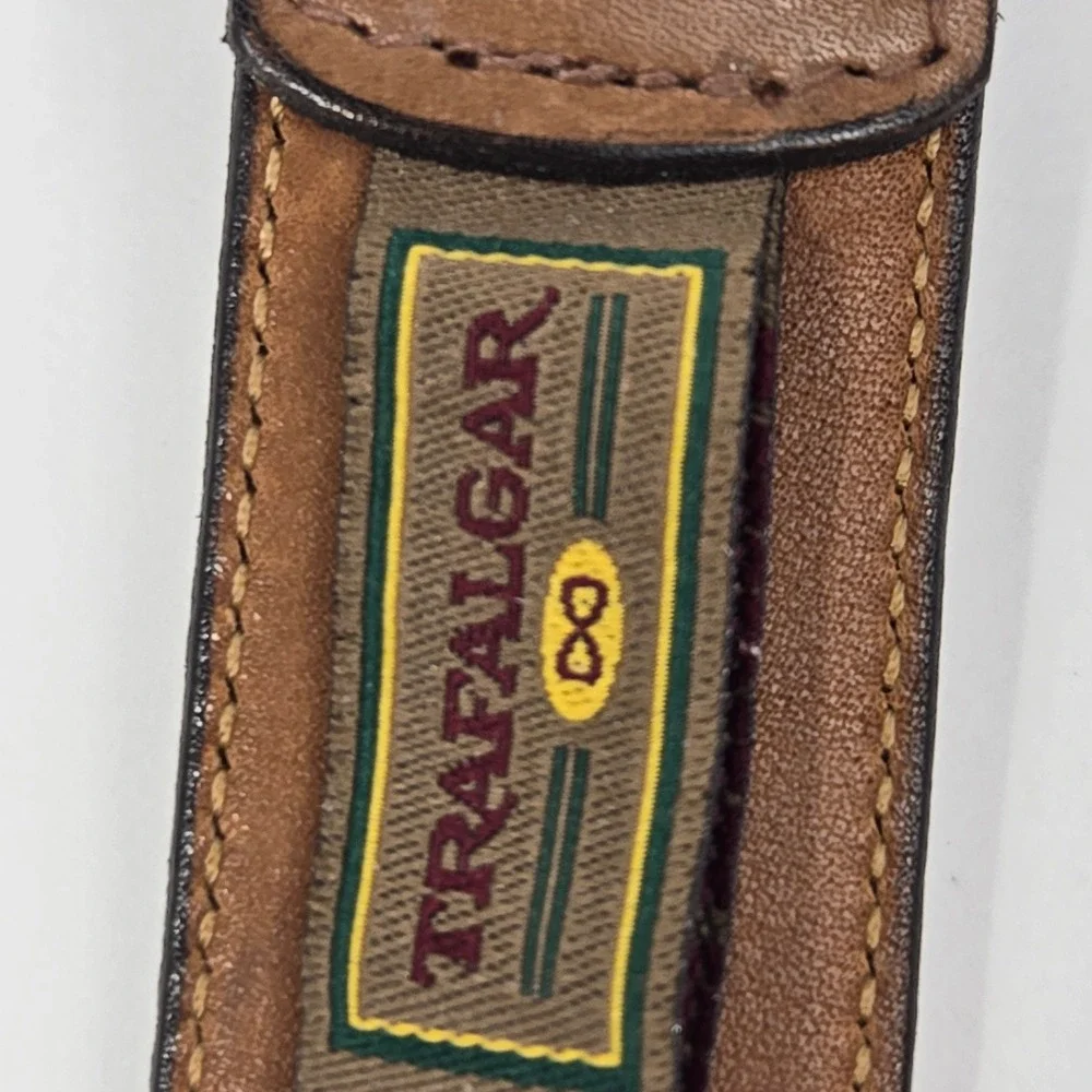 Trafalgar Mens Campo Calf Leather Belt 38 Brown Gold Buckle Handmade TX 164 8